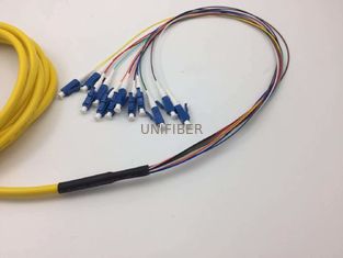 Single Mode Fiber Optic Pigtail LC/UPC 6/12 Fibers Color Coded 1.5m OFNR Long Lifespan
