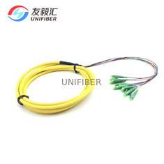 Single Mode G657A2 LC/APC Fanout Fiber Optic Pigtail Bending Insensitive 1.5m 12 Core