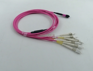 8 Fibers MPO to LC UPC Duplex Breakout Patch Cord Multimode OM4 Magenta 1m (3ft)