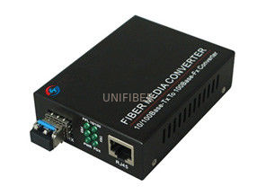LC Single Mode Fiber To Ethernet Converter TRX / PWR / FDX LED Indicators