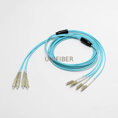 Fiber optic patch cord SC LC Breakout 3.0mm 4 core 50/125um OM3 armored multimode fiber optic patch cables