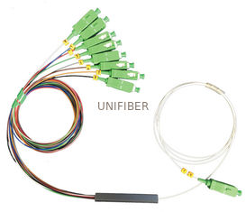 1*8 Optical Fiber Optic Splitter Singlemode Blockless SC/APC Customized Pigtail Length