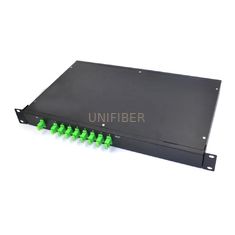 Compact Fiber Optic Splitter 1x8 Rack Mounted 1U 19 Inch Single Mode SC APC Connectors