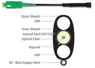 SST 100ft Single Mode Drop Cable FTTH Rugged Outdoor With Optitap