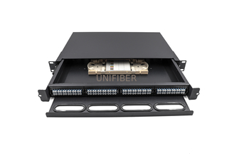 1U 96 Core Duplex LC Rack Mount Patch Panel Sliding Fiber With 2 Splice Trays