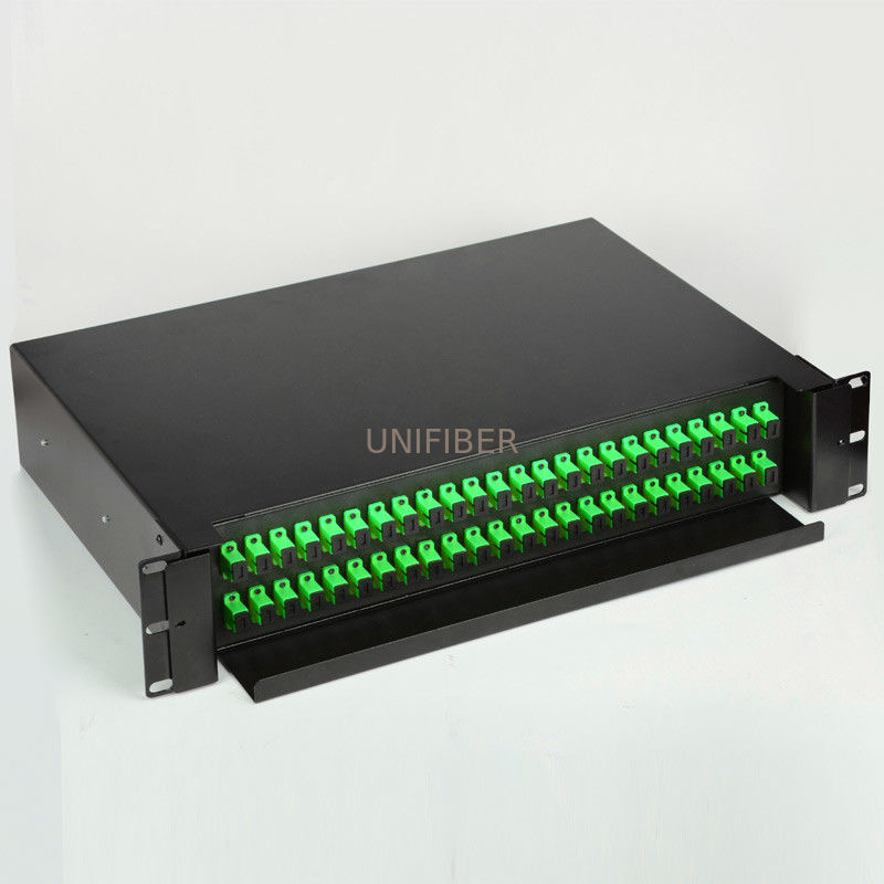 2U 19'' Fiber Optic Termination Panel 48 Port Rackmount Sliding With SC ...