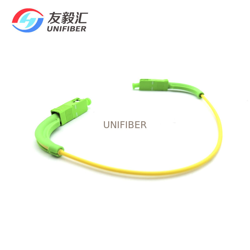 90 Degree Angled Boot SC / APC Simplex Fiber Optic Patch Cord Single ...