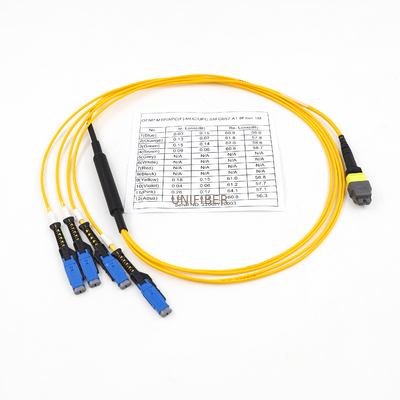 Os2 9/125 Single Mode Breakout Cable 4 Mdc Upc Duplex To Mtp-8 Elite Polarity B