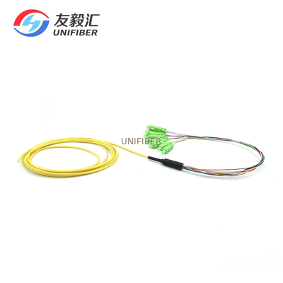 Single Mode OS2 SC APC Pigtail 12 Core Fanout G657A2 Fiber 1.5m For Splicing