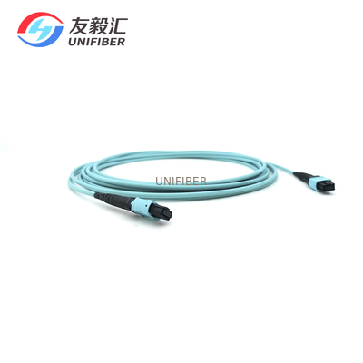 Multimode OM3 12F MTP - MTP Fiber Patch Cord Method B Aqua LSZH 5m