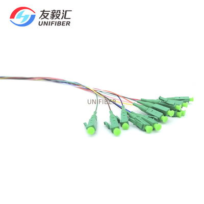 Single Mode G657A2 LC/APC Fanout Fiber Optic Pigtail Bending Insensitive 1.5m 12 Core