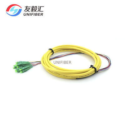 Single Mode G657A2 LC/APC Fanout Fiber Optic Pigtail Bending Insensitive 1.5m 12 Core