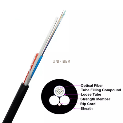 12 Core ASU Fiber Optic Cable G652D 80/100/120M Span For Outdoor Aerial