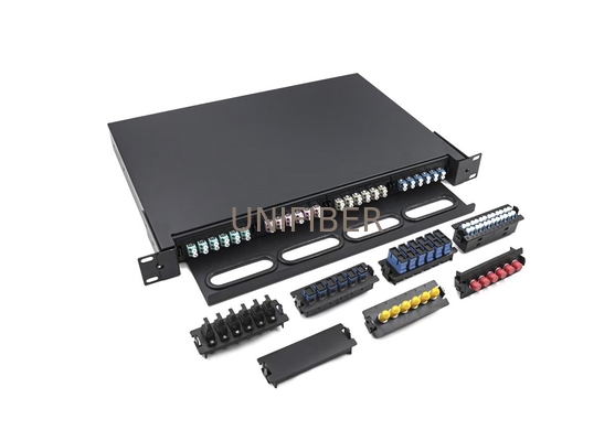 1U 96 Port HD Fiber Optic Patch Panel with 4 changeable adapter module