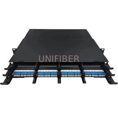 1U 144 Port High Density Fiber Patch Panel 3 layers With 12F MPO to LC Fiber Cassettes