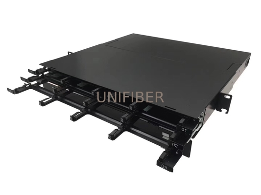 1U 144 Port High Density Fiber Patch Panel 3 layers With 12F MPO to LC Fiber Cassettes