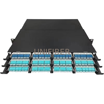 1U 144 Port High Density Fiber Patch Panel 3 layers With 12F MPO to LC Fiber Cassettes