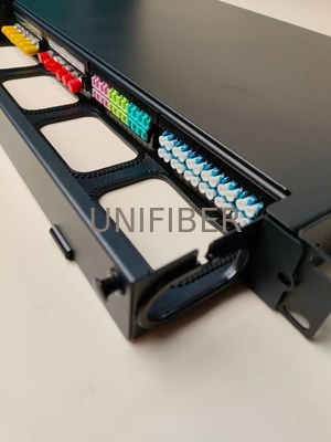 1U 48 96 core Fiber Optic Patch Panel Duplex LC SM OM3 OM4 OM5 with cable management