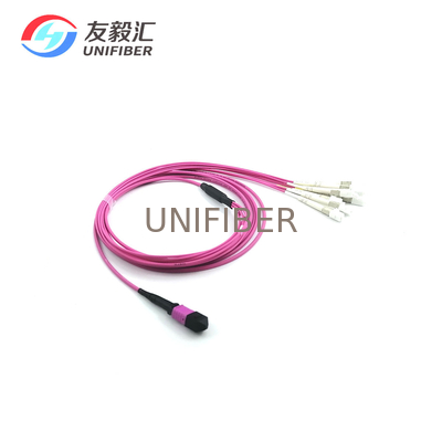 8 Fiber MPO to 4xLC Duplex Breakout Patch Cord Multimode OM4 1m 3m 5m