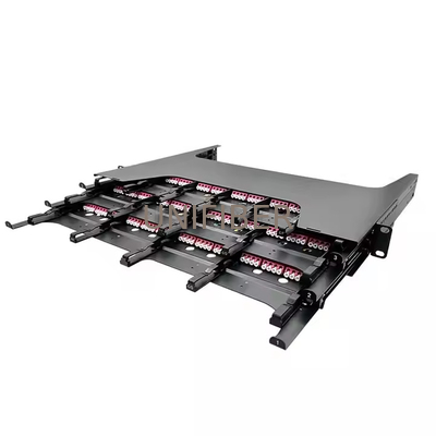 19 Inch 1U Sliding144 Port MPO/MTP Patch Panel with 8/12 Fiber Cassettes Multimode OM4