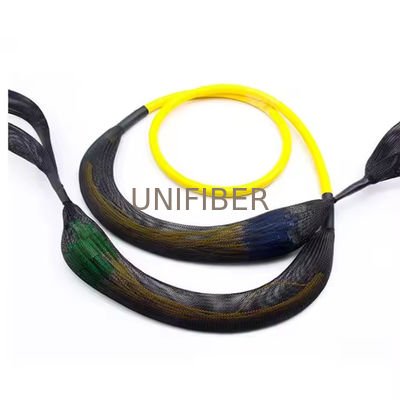 Customized 12 Fibers OS2 Single Mode SC/UPC-SC/APC Indoor Multi-Fiber Pre Terminated Breakout Cable With Pulling Eyes
