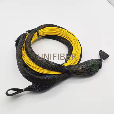 Customized 12 Fibers OS2 Single Mode SC/UPC-SC/APC Indoor Multi-Fiber Pre Terminated Breakout Cable With Pulling Eyes