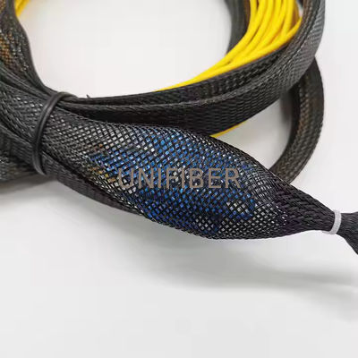 Customized 12 Fibers OS2 Single Mode SC/UPC-SC/APC Indoor Multi-Fiber Pre Terminated Breakout Cable With Pulling Eyes