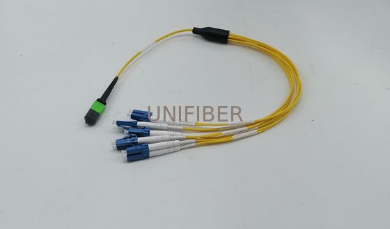 1m (3ft) MTP to 4 LC UPC Duplex, 8 Fibers, Single Mode (OS2), Plenum (OFNP), 0.35dB Max, Type B, Yellow