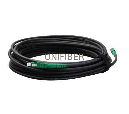 FTTH Preterminated Outdoor 4.8mm 1F Ruggedized Drop Cable G657A2 SC/APC-SC/APC Black LSZH