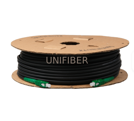 FTTH Preterminated Outdoor 4.8mm 1F Ruggedized Drop Cable G657A2 SC/APC-SC/APC Black LSZH