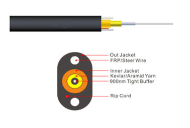 FTTP 900um Tight Buffered Bulk Fiber Optic Cable Indoor Outdoor 1 Fiber Count