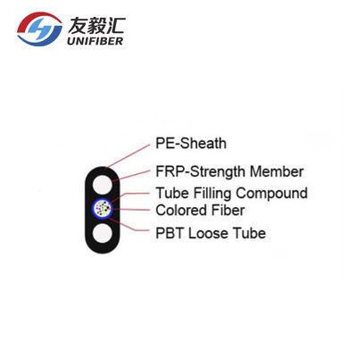 PE Sheath 1~24 Core G657A1 FTTH Fiber Optic Drop Wire