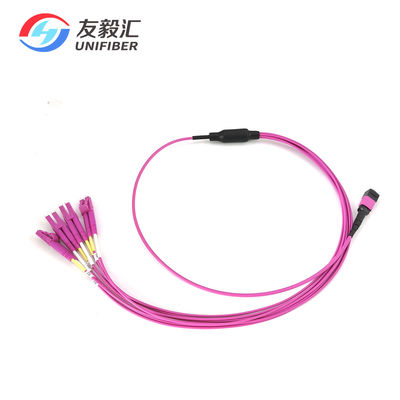 Polarity B 1M 8 Fiber OM4 MPO To LC Duplex Breakout Cable