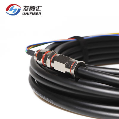 4 Core Waterproof Armoured Fiber Optic Pigtail Black PE Jacket