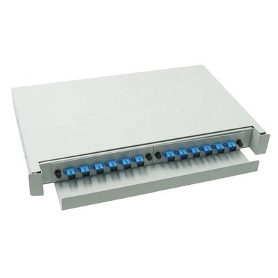 FTTB 12 Port 2 SC Rack Mount Fiber Enclosure 1U With Adapters