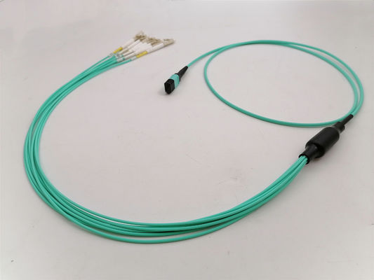 OM3 8F MPO LC Multimode Breakout Cable Type B Plenum OFNP 5m