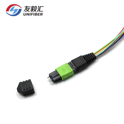 OM5 12 Fiber MPO To SC Breakout Patch Cable Flat Ribbon