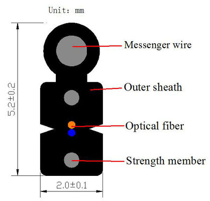 LSZH G657A2 FTTH Fiber Drop Cable 2 FRP Flat Self Supporting