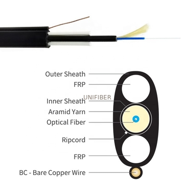 SST 100ft Single Mode Drop Cable FTTH Rugged Outdoor With Optitap