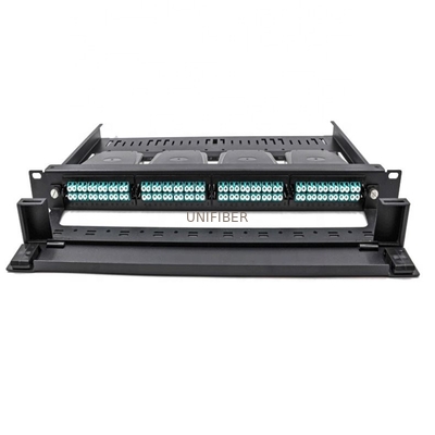 High Density MPO 1U Fiber Patch Panel 96 Port Rack Mount 4 Cassette Modules