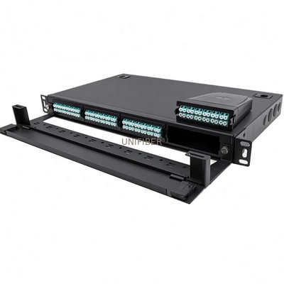 High Density MPO 1U Fiber Patch Panel 96 Port Rack Mount 4 Cassette Modules