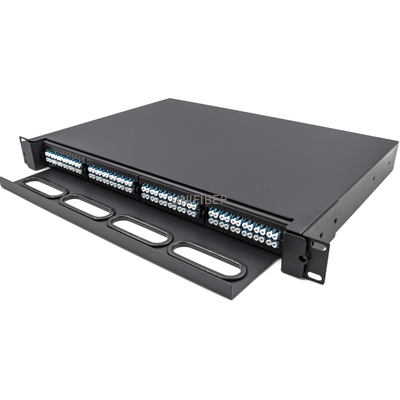 1U 96 Core Duplex LC Rack Mount Patch Panel Sliding Fiber With 2 Splice Trays