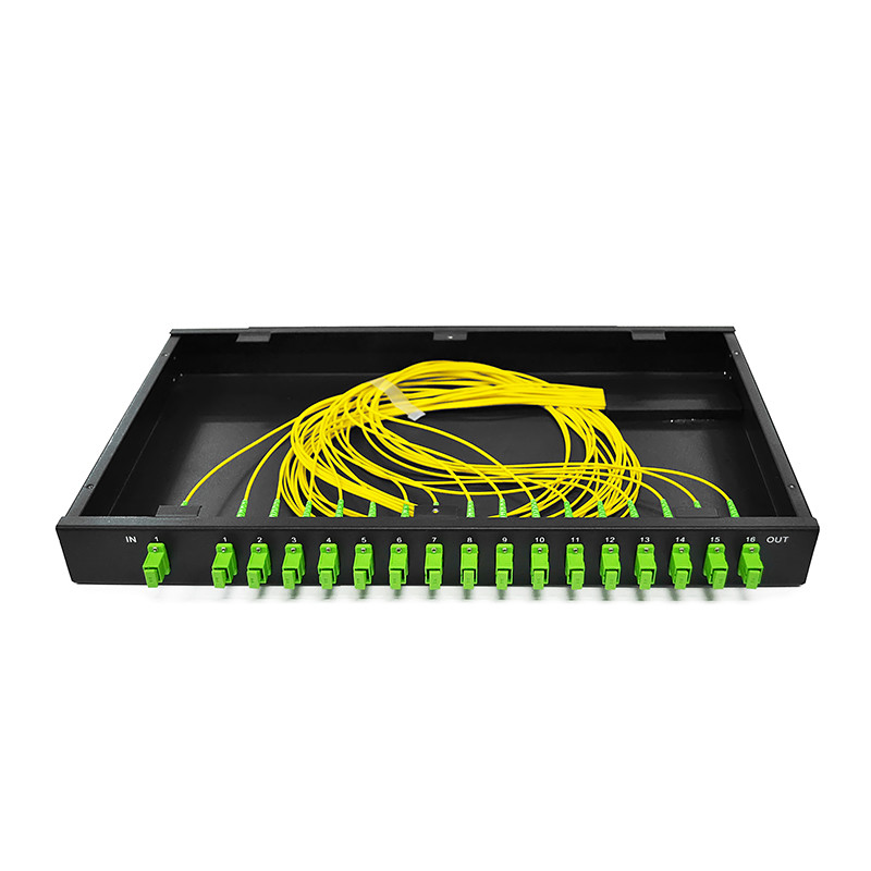 1x16 2x16 Rack Mount Fiber Optic Splitter 1U 19 Inch Metal Box Uniform ...