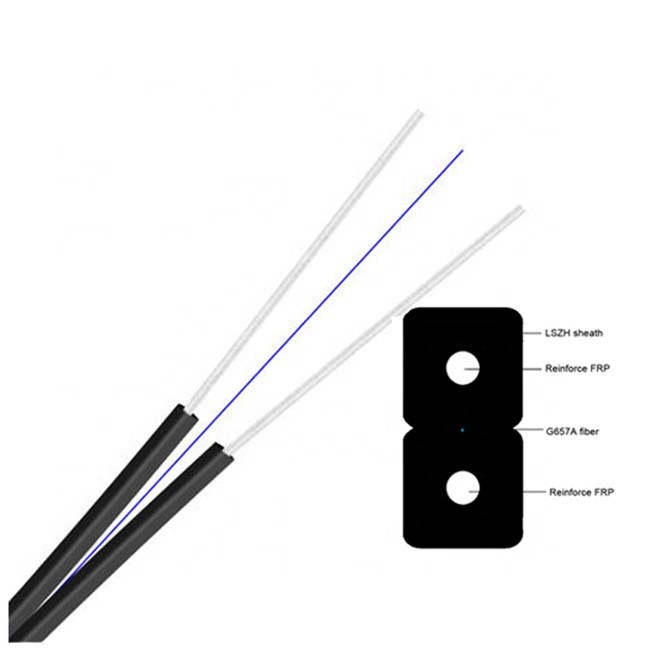 1 Core Indoor FTTH Fiber Optic Flat Drop Cable Single Mode G657A1 Bare ...