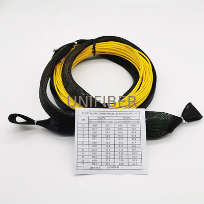 Customized 12 Fibers OS2 Single Mode SC/UPC-SC/APC Indoor Multi-Fiber Pre Terminated Breakout Cable With Pulling Eyes
